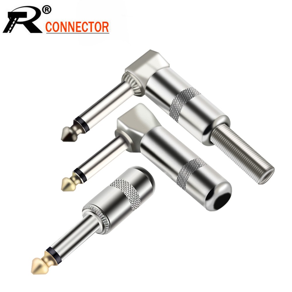 10pcs/lot 1/4 Inch Mono Jack 6.35mm Male Plug Wire Connector Hot Selling Guitar Effect Microphone Pedal 6.3mm Plug Audio Connector