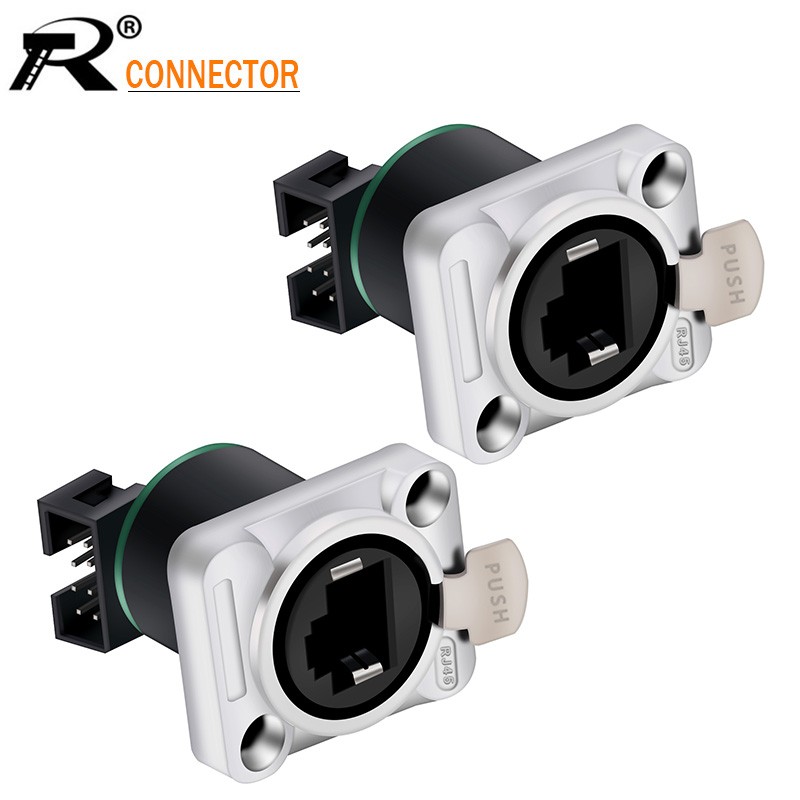 10pcs RJ45 Female Socket Aviation Ethernet Waterproof Network Adapter With PCB Board Panel Mount Connectort 8P8C