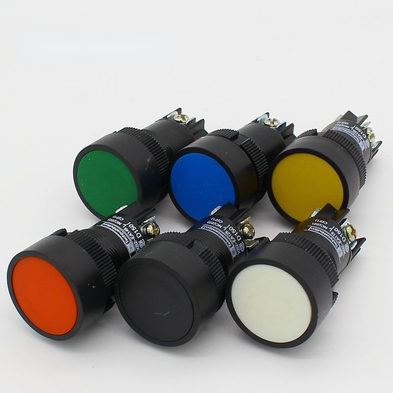 6pcs 22mm momentary push button switch red green blue yellow black white normal open + normal close