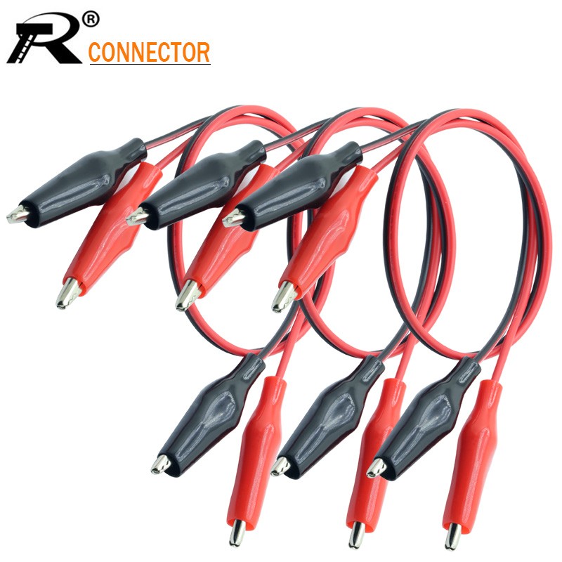 10pcs/lot 1m Test Leads With Alligator Clip Double End Jumper Electrical Wire Cable Connector Wire Circuit Experiment