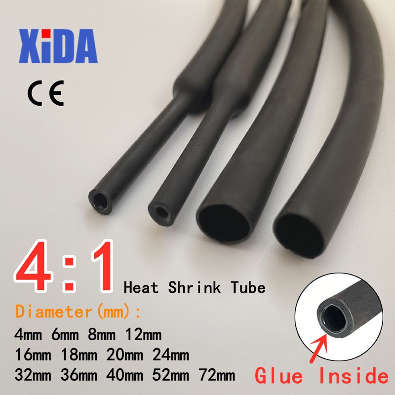 1 meter 4:1 double wall heat shrink tube with glue 4 6 8 12 16 18 20 24 32 36 40 52 72