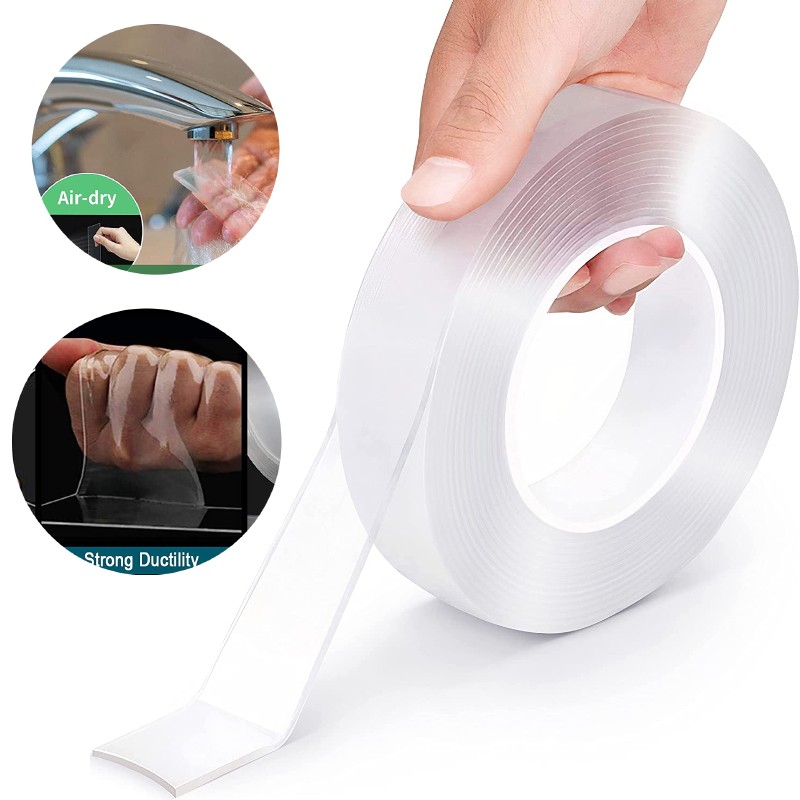 1/2/3M Waterproof Nano Tape Double Sided Adhesive Tapes Transparent Glue Stickers Suit Home Bathroom Decoration Reusable