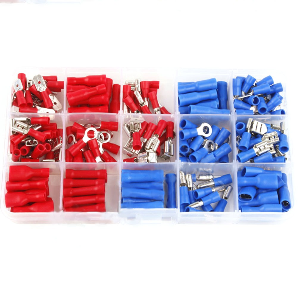 200pcs Durable Practical Tools Crimp With Case Metal Electrical Cold Pressing Assorted Insulated Wire Connector Kit