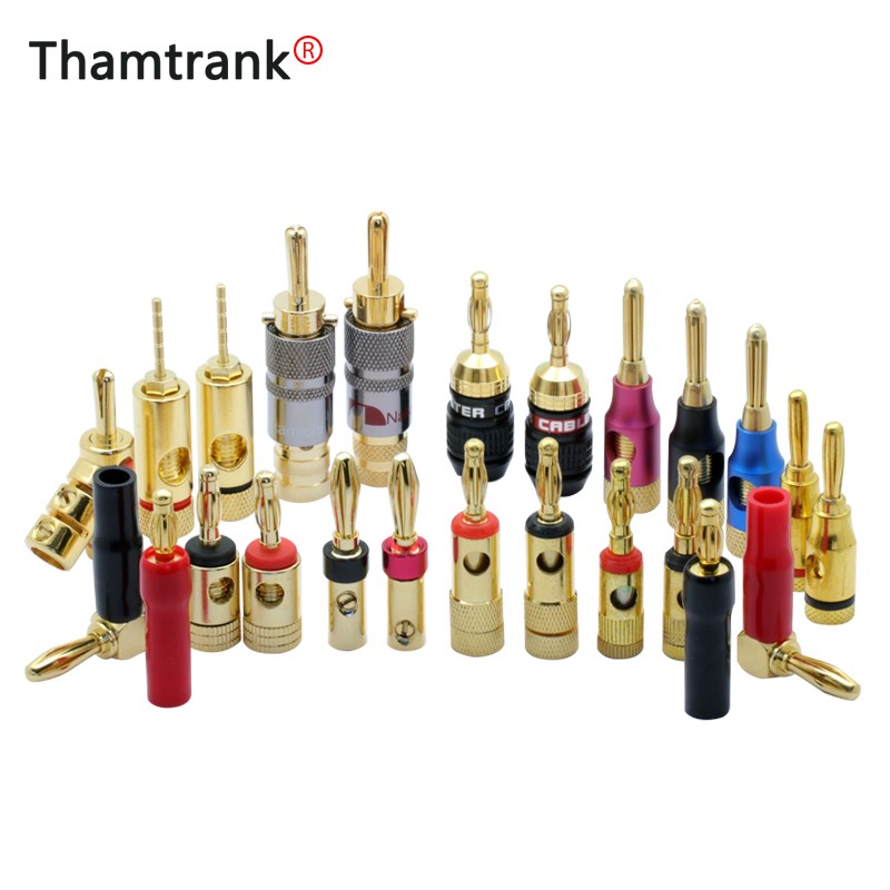 10pcs "U" "Y" Banana Plug Connector Copper Nickel Plated Gold Spade Speaker Mosaic Plug Audio Screw Fork Connectors Adapter