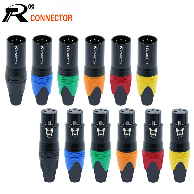 10pcs/lot 3 Pin XLR Plug Jack Male/Female Microphone Connector MIC Adapter XLR Cable Termininal Audio Wire Connector 7 Colors