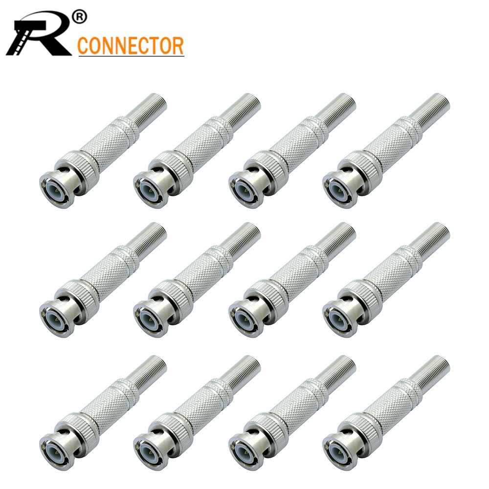 12/50/100pcs BNC Male Plug With Spring Connector Terminator RF Coax Adapter For CCTV