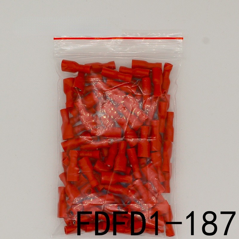 FDFD1.25-187 FDFD2-187 insulating Female Insulated Electrical Crimp Terminal Connectors 100PCS/Pack Cable Wire Connector FDFD