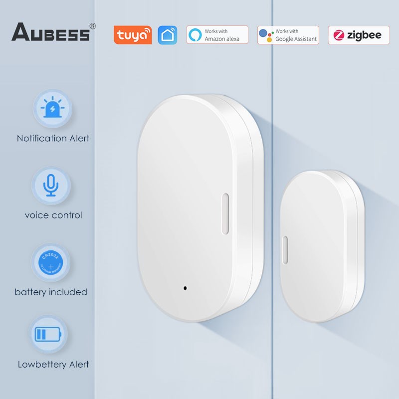 Tuya Smart Zigbee Window Door Sensor Detector Alarm Smart Life APP Remote Monitor Home Security Support Alexa Google Assistant