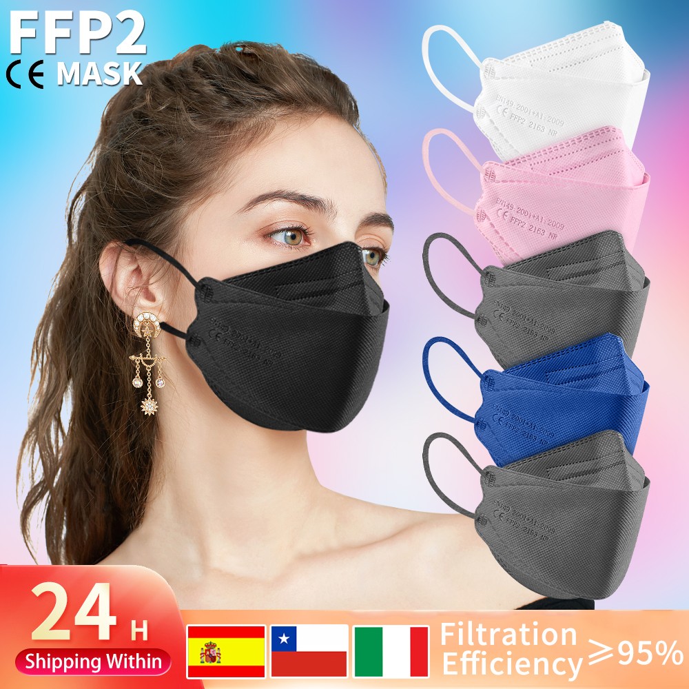 KN95 FFP2 Approved Adult Fish Mask 4 Layers Black Cloth Mask FPP2 Face Mask KN95 Respirator Mask ffp2mascarillas