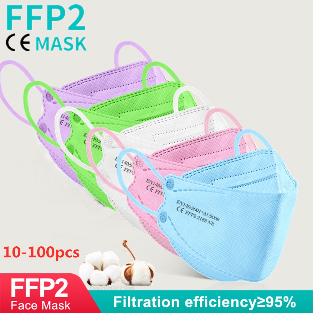 10-100 قطعة FFP2 قناع KN95 قناع السمك الكبار Mascarillas ffp2reuse zable واقية تنفس تصفية ffp2fan شهادة fpp2fan