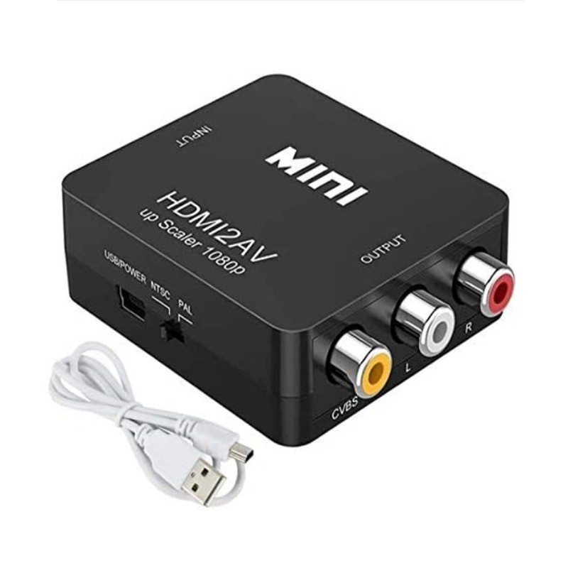 HDMI-Compatible with RCA AV/CVSB L/R Adapter Video Box HD 1080P 1920*1080 60Hz HDMI2AV Support NTSC PAL Output HDMIToAV