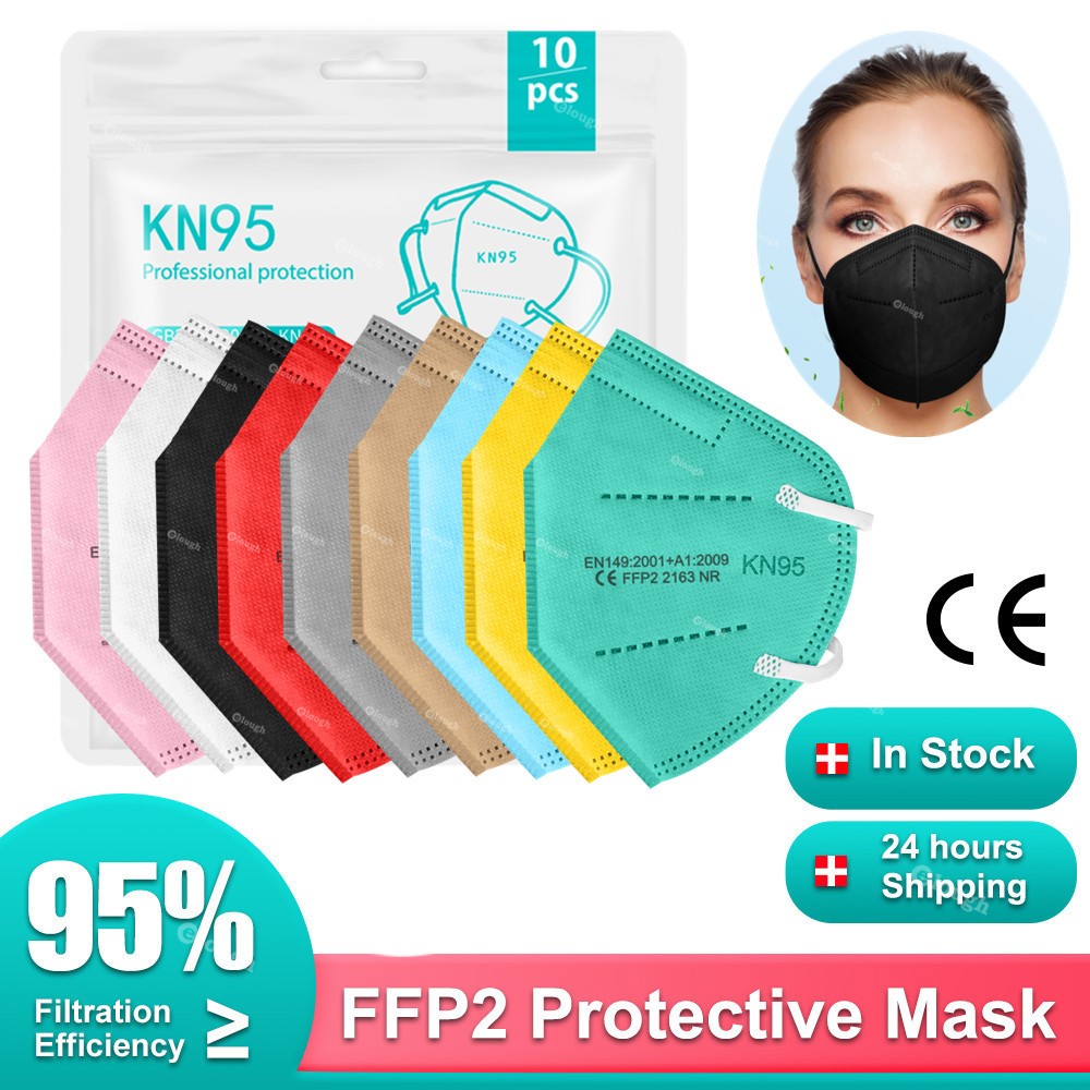 FFP2 Mask Black Face Masks KN95 Mascarillas Adult 5 Layers ffp2fan ffp2reuse zable Cover Fpp2 Mascherina Ffpp2 Masque