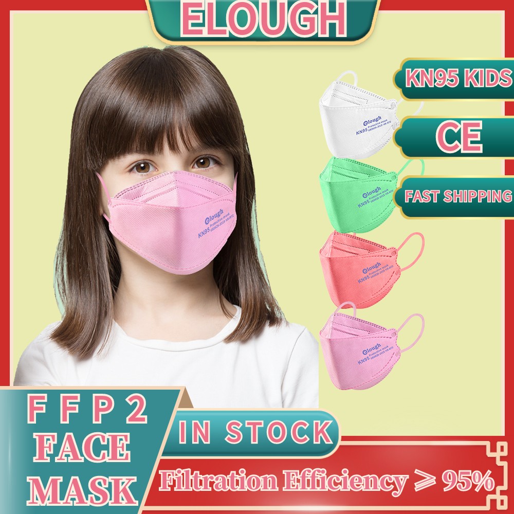 قناع الأطفال ffp2fan Elough للأطفال 10-100 قطعة niños ffp2 mascarillas fpp2 المثليين الجهاز التنفسي kn95 قناع الوجه شهادة CE