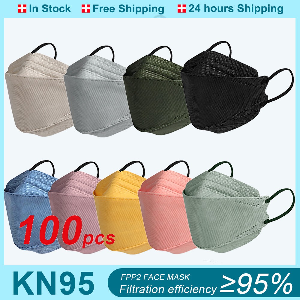 10-100pcs Korean Morandi KN95 Maske FFP2 Mascarillas FPP2 Masks ffp2mascherine Black Protective Face Mask Masque Noir FP2