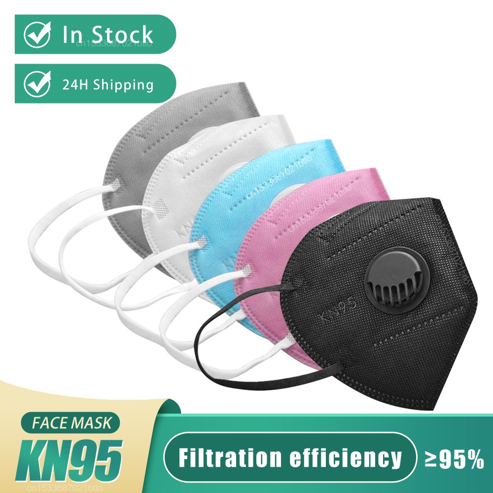 5 Layer KN95 Black Valve Mask ffp2 Respirator Mask Mascarillas FPP2 homology ada Respirator Adult Face Mask FFP2 маск for Women KN95 Filter