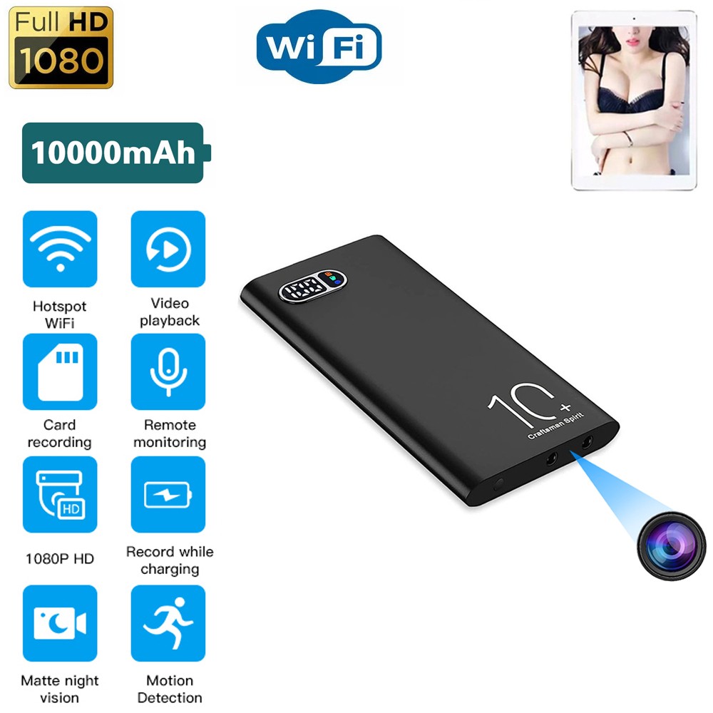 10000mah Outdoors Portable Power Bank Wifi Camera HD 1080P Wireless IP Camera Real-time Live Streaming Video& Audio Recording