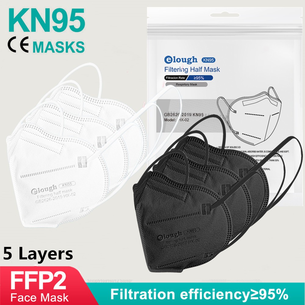 قناع الوجه من Mascarillas FFP2 Negras 5 طبقات KN95 قناع الوجه FFP2 قناع الوجه FPP2 المعتمد للبالغين mascarilla fpp2 homology ada ffpp2 ffp2fan أسود