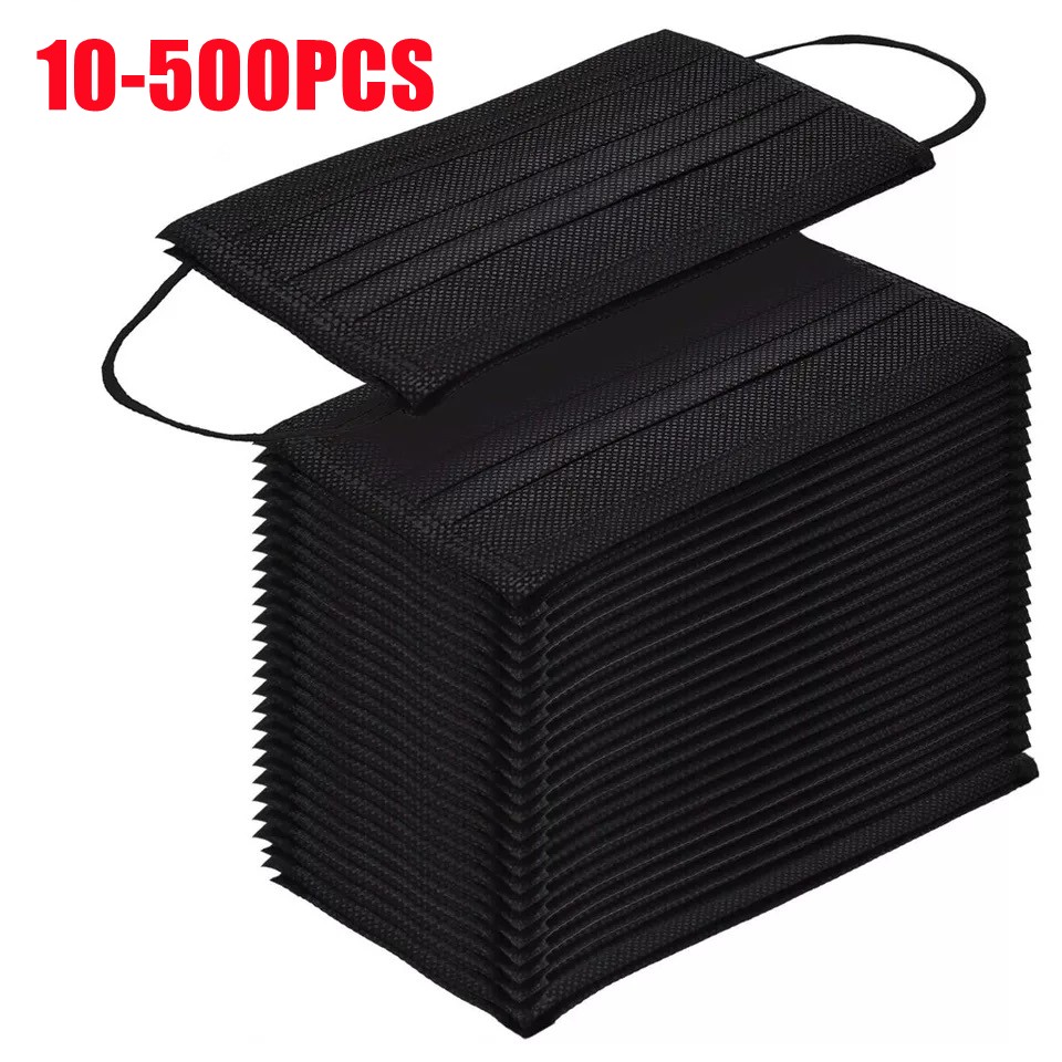 10-500pcs Black Disposable Face Masks Mascara Morogicas Muthologadas 3 Layers Non-woven Mascara Protective Mascara for Adults