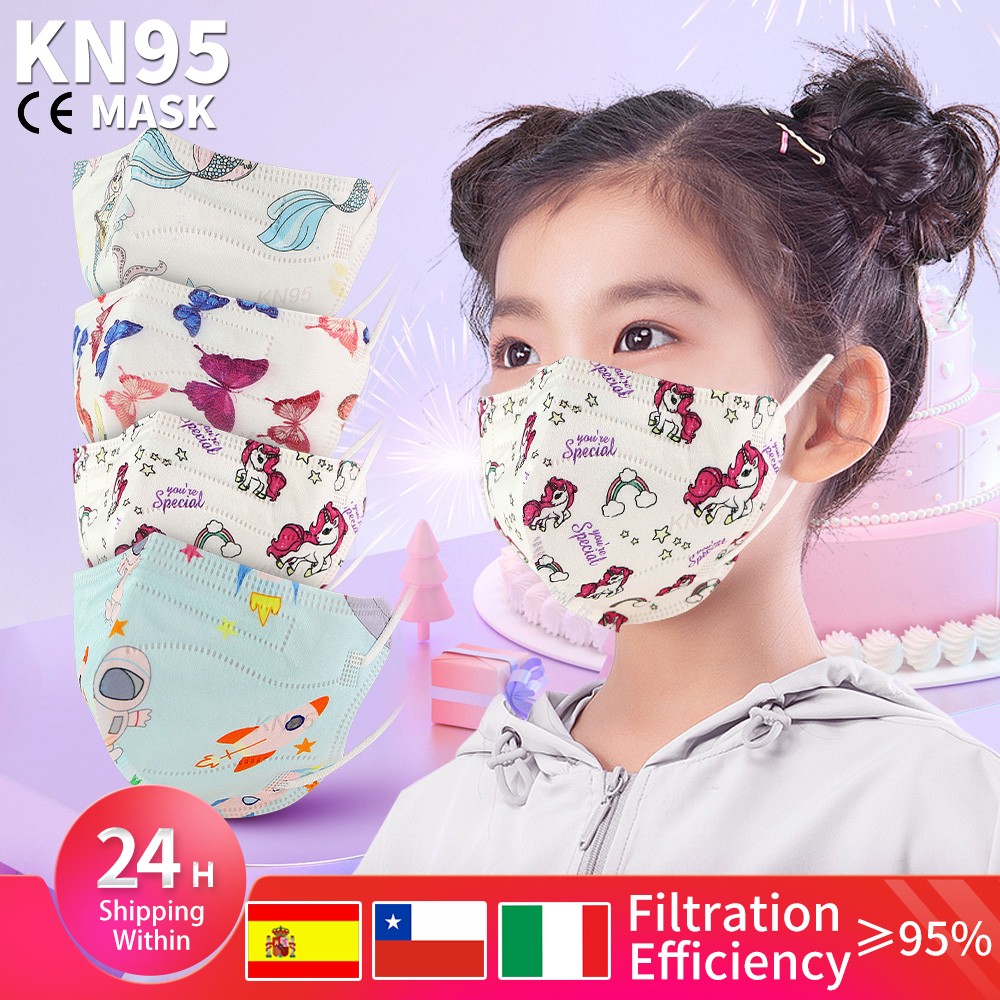 FFP2 KN95 Unicorn Mask For Kids Thicker Mask 5 Layers KN95 Mask Children Anti-Fog Mouth Mask Student Respirator Mask