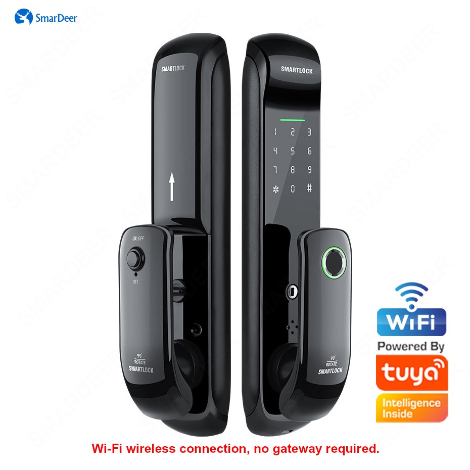 Tuya Lock Smart Smart Door Lock With Biometric Fingerprint Wifi Lock With Fingerprint/Password/RFID Card/Key/APP Unlock