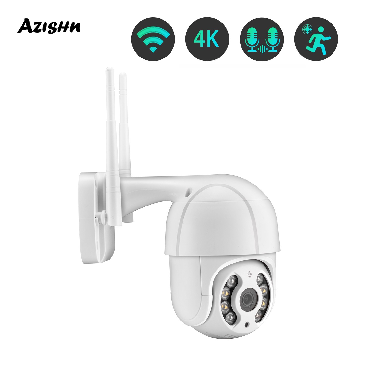 AZISHN Ultra HD 4K 8MP WiFi Wireless IP Camera Outdoor Waterproof 1080P Color Night Vision CCTV Camera With SIM 128G SD