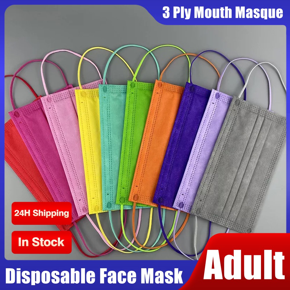 10-100pcs Nonwoven Adult Disposable Mask 3 Ply Colored Face Mask Mascarillas quiurgicas homology adas Mascaras Mascherine