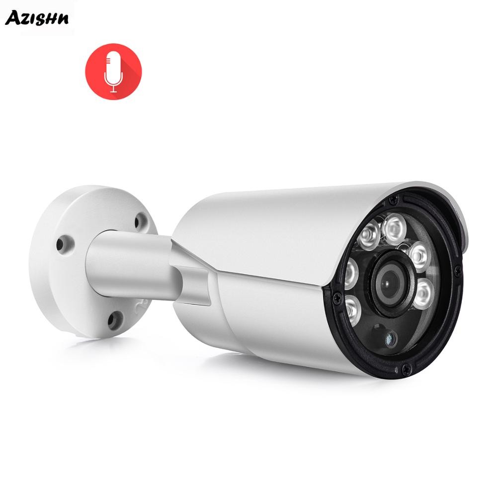 AZISHN Bullet IP Camera 5MP 1/2.7" Sony IMX335 2592x1944P IR Security Audio Recording Outdoor Metal CCTV Surveillance POE