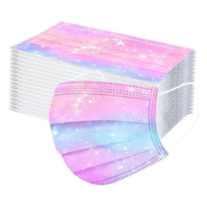 Adult Disposable Mouth Mask Colorful Space Galaxy Print Mask Disposable Tie-dye Gradient Printing Mask 3D Non-woven Mask