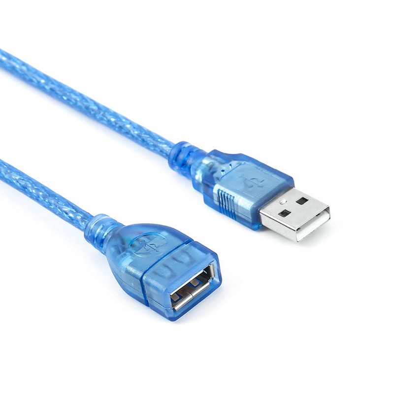 All Copper 0.3/0.5/1/ 1.5/3/5/10m Transparent Blue USB Extension Data Cable USB2.0 Male to Female