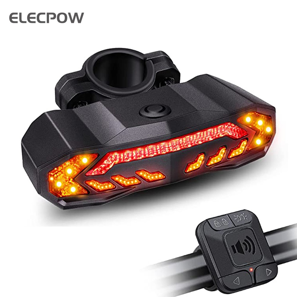 Elecpow Bicycle Alarm Taillight Anti-theft USB Rechargeable Waterproof Bike Rear Tail Light Turn Signal Warning Brake Light