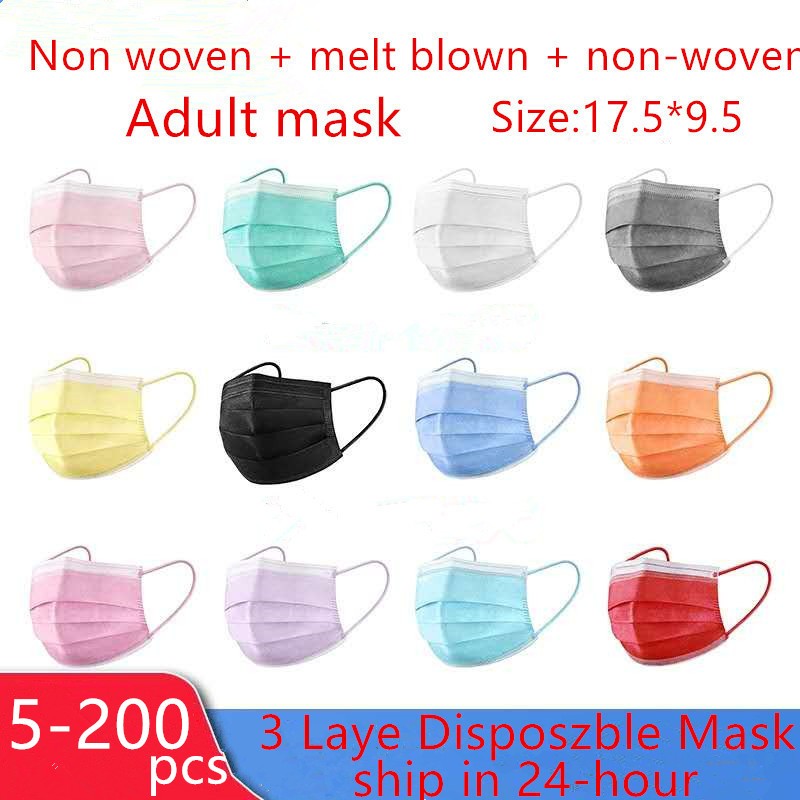 Nonwoven Disposable Masks 3 Layers Face Mask Breathable Disposable Mouth Mask Adult Mascarilla Mask 18 Hours Shipping