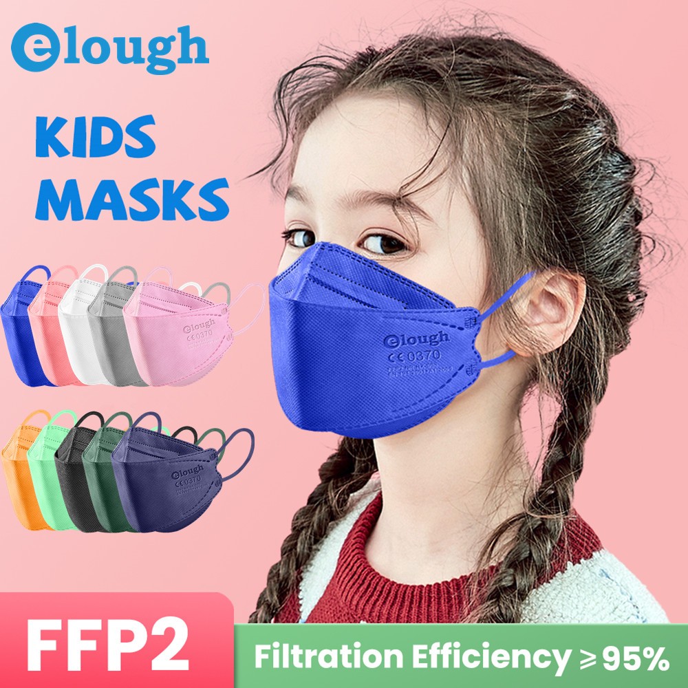 Elough KN95 Mascarillas Niños FFP 2 Fish Babies FPP2 Masks Resuable Mascarilla FFP2 Infantil Homologada 4 Layers FFP2Mask Kids