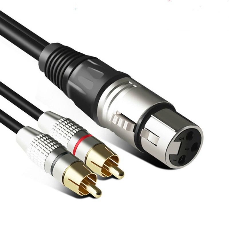 Rca Line Audio Line 2RCA to XLR Canon Male/Female Double Lotus to Canon Audio Cable 0.3m Three Core Bare Copper Wire