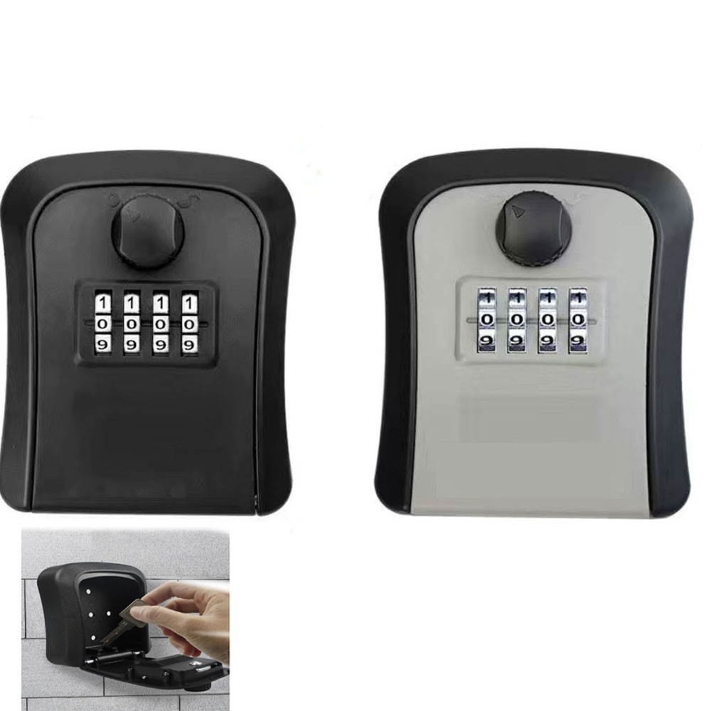 Wall Mounted Key Safe Weatherproof No. 4 Combination Key Storage Box Locks Indoor & Outdoor Password Key Box Key Box Locks