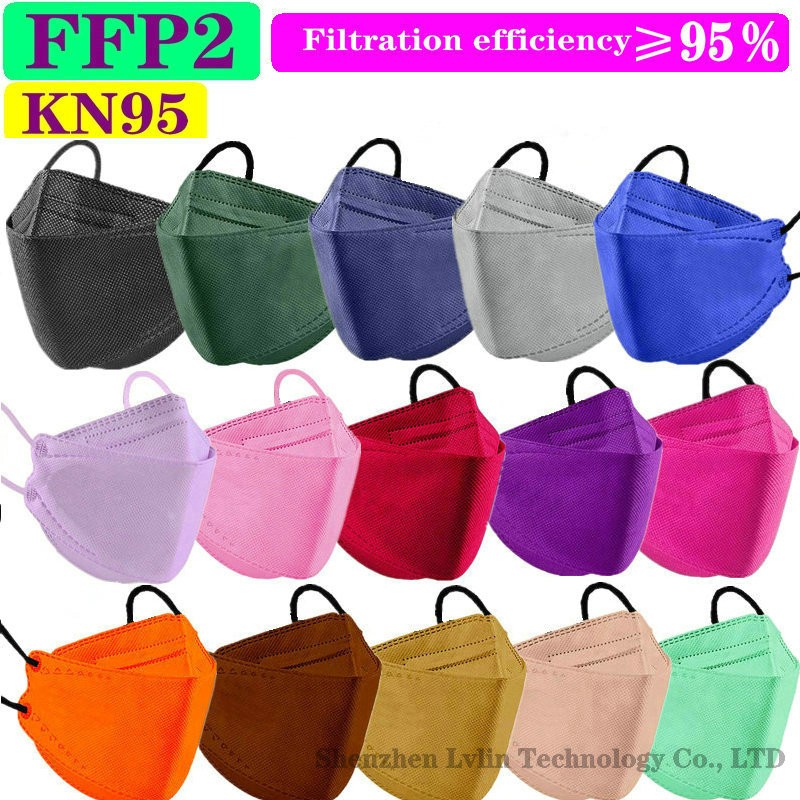 CE KN95 80 Colors Adult FFP2 Mask Black Mascarillas Mask Certified Health Protection Wholesale Fish Face Mask Respirator Filter FPP2