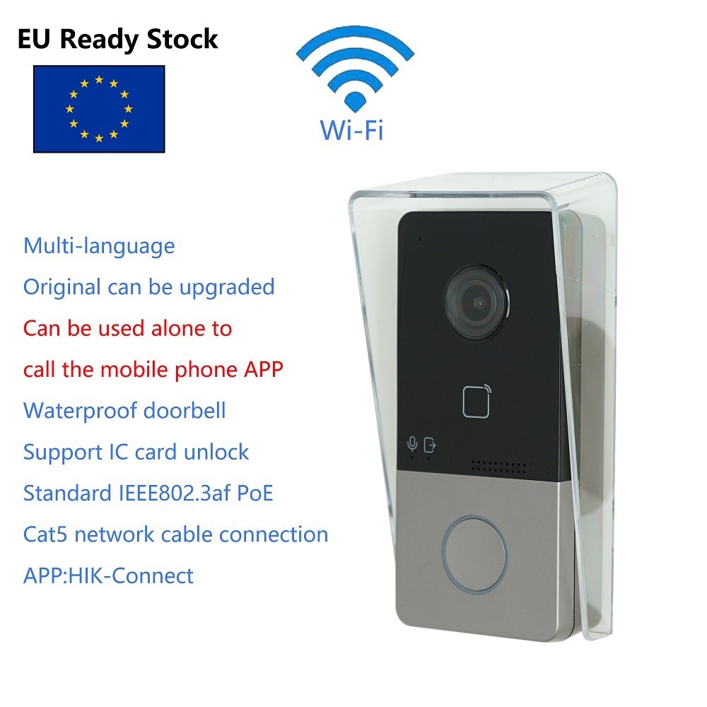 HIK Multilingual DS-KV6113-WPE1(B) IP Doorbell, WiFi Doorbell, Door Phone, Video Intercom, Waterproof, Support Card