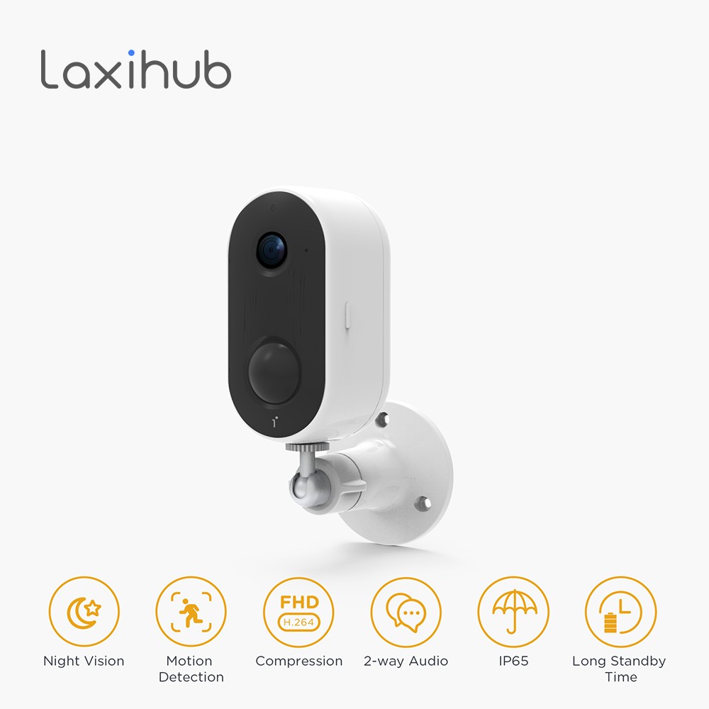 Laxihub 1080P WiFi IP Camera Outdoor Wireless Smart Camera Security AI Human Detection Webcam Rechargeable Battery Camera TY