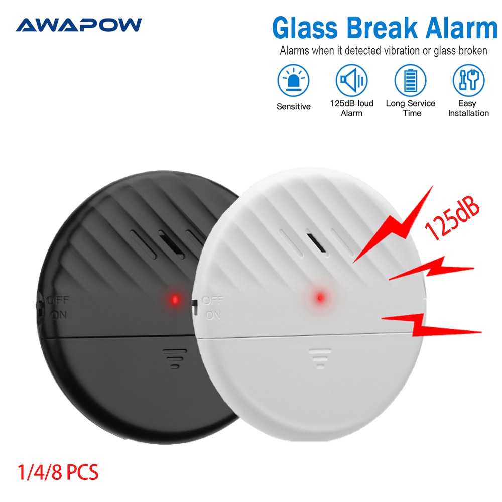 Awapow Wireless Door Window Vibration Sensor 125dB Glass Break Vibration Burglar Sensor Home Alarm System Safety Alarm Detector