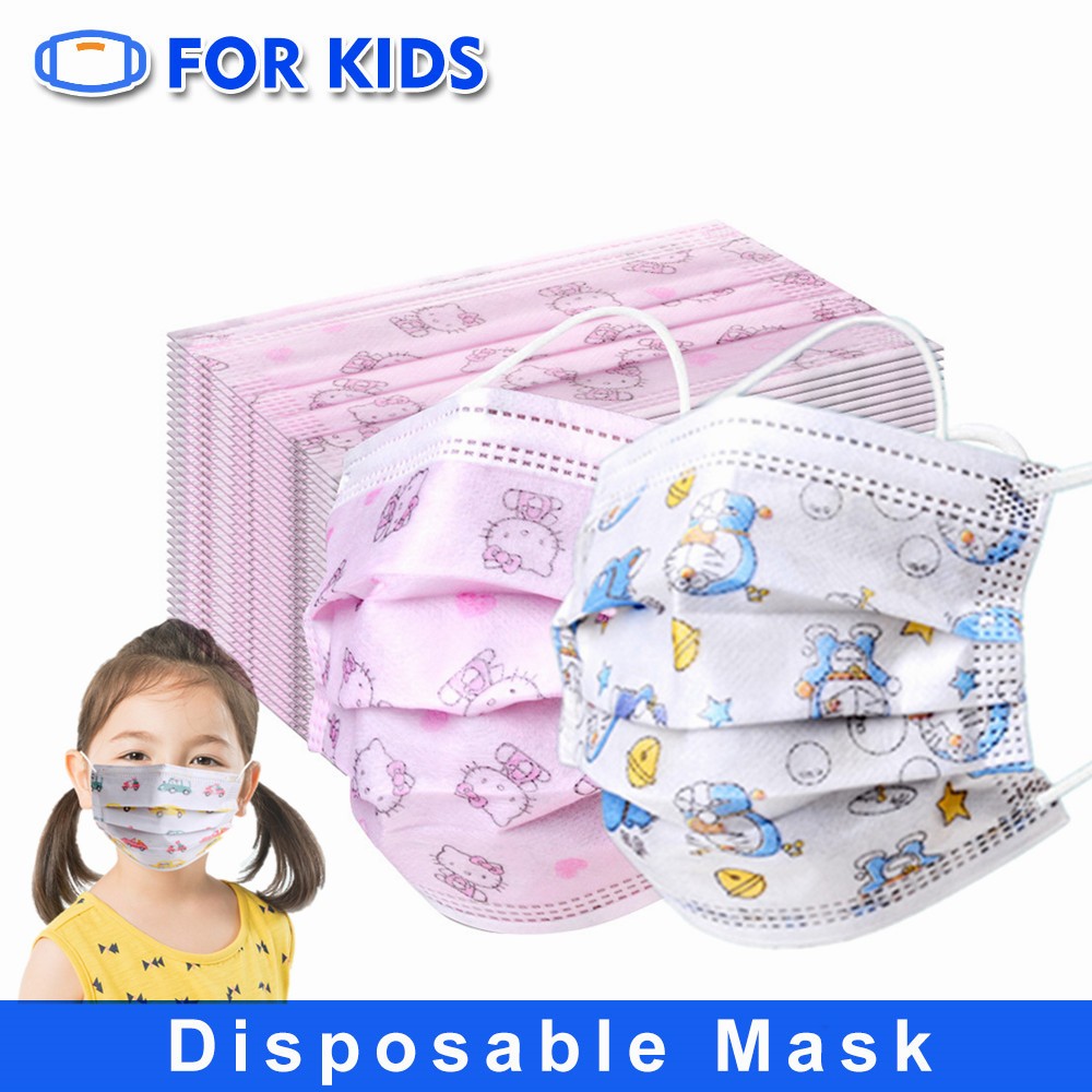 10-200pcs Mascarillas Niños Disposable Kids Mask Boy Girl Kitty Cat Car Animals Cartoon Children Face Mouth Masks Masque Enfant