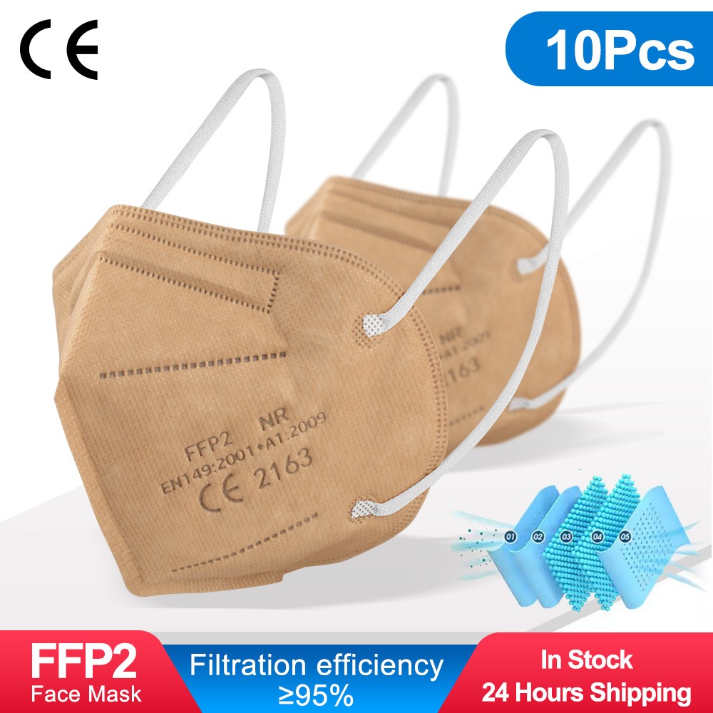 Face Mask FFP2, KN95, FFP2, 5-layer filter, Khaki, 10-100 units