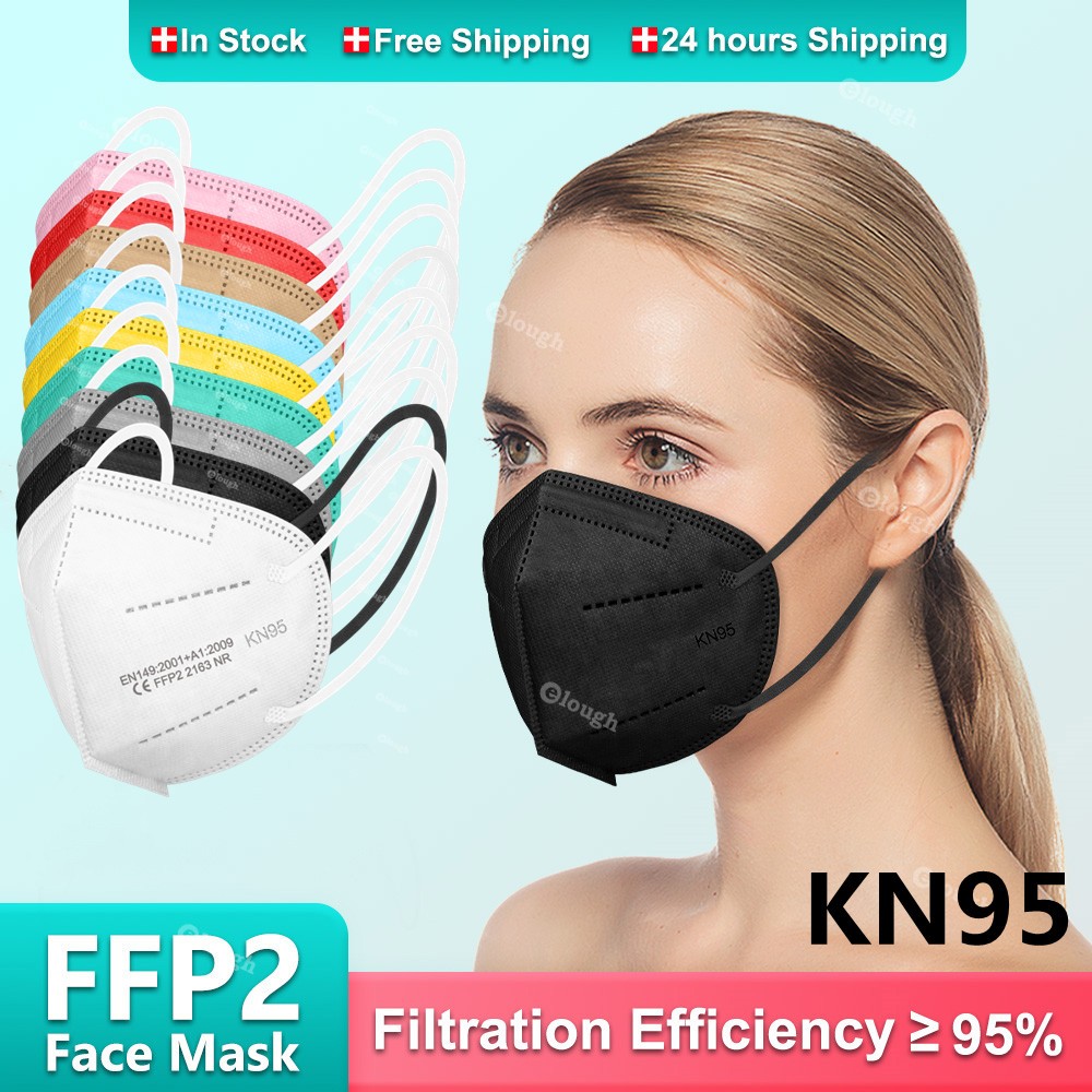 Mascherine FFP2 شهادة CE 5 طبقات KN95 قناع أسود قناع التنفس fpp2 قناع الوجه واقية الكبار FFP 2 Masque