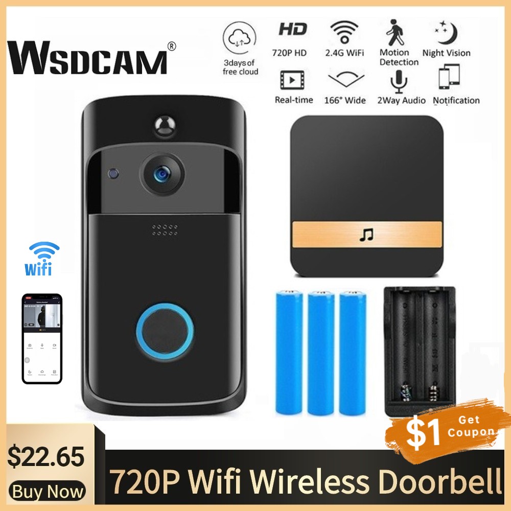 Wsdcam - Smart Video Doorbell, Wireless Intercom, Intercom, WiFi, Apartment Doorbells, Video Surveillance, Support Mobile Phone Connectivity, Home Security Cameras