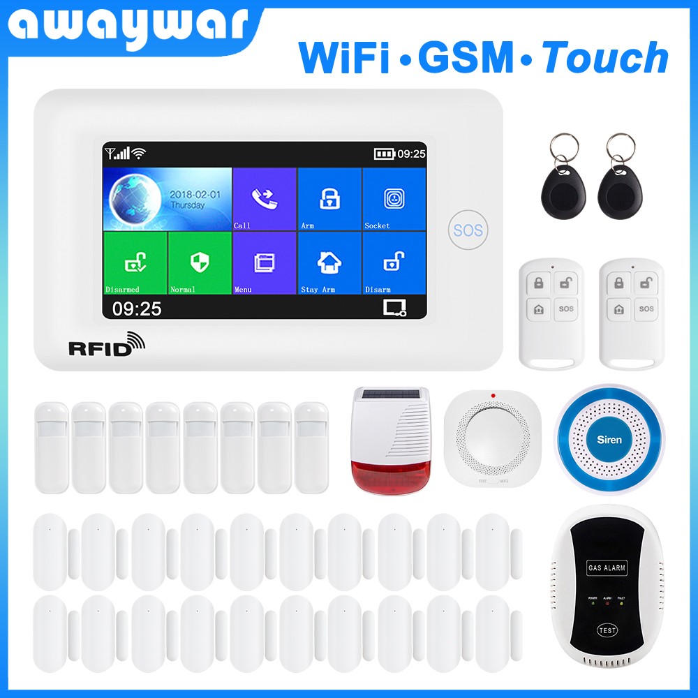 Awaywar- Smart Home Security Alarm System, Compatible with Tuya IP Camrea, WiFi and GSM, Anti-burglary