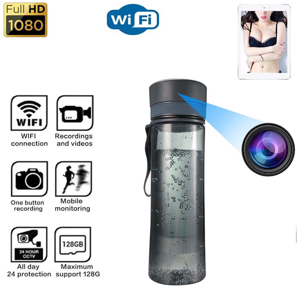 750ml Portable Water Bottle Pinhole Camera Mini Desk Water Cup Video Surveillance Camera & Audio Recorder Wifi Remote Monitor