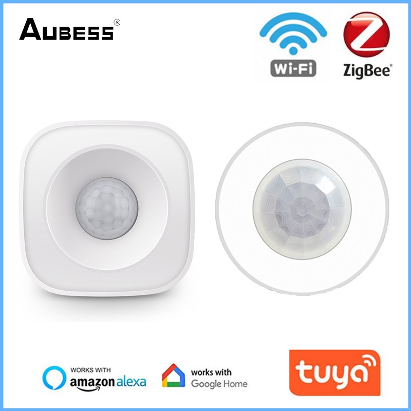 Aubess ZigBee/WiFi PIR Motion Sensor Wireless Infrared Detector Smart Home Security Alarm Sensor Works with Tuya Alexa Google