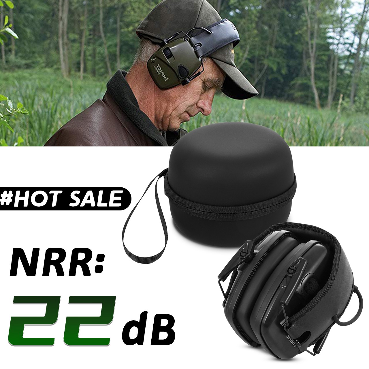 Black/Green Tactical Electronic Shooting Headset Anti-noise Headset Sound Amplification Foldable Hearing Protection Headset