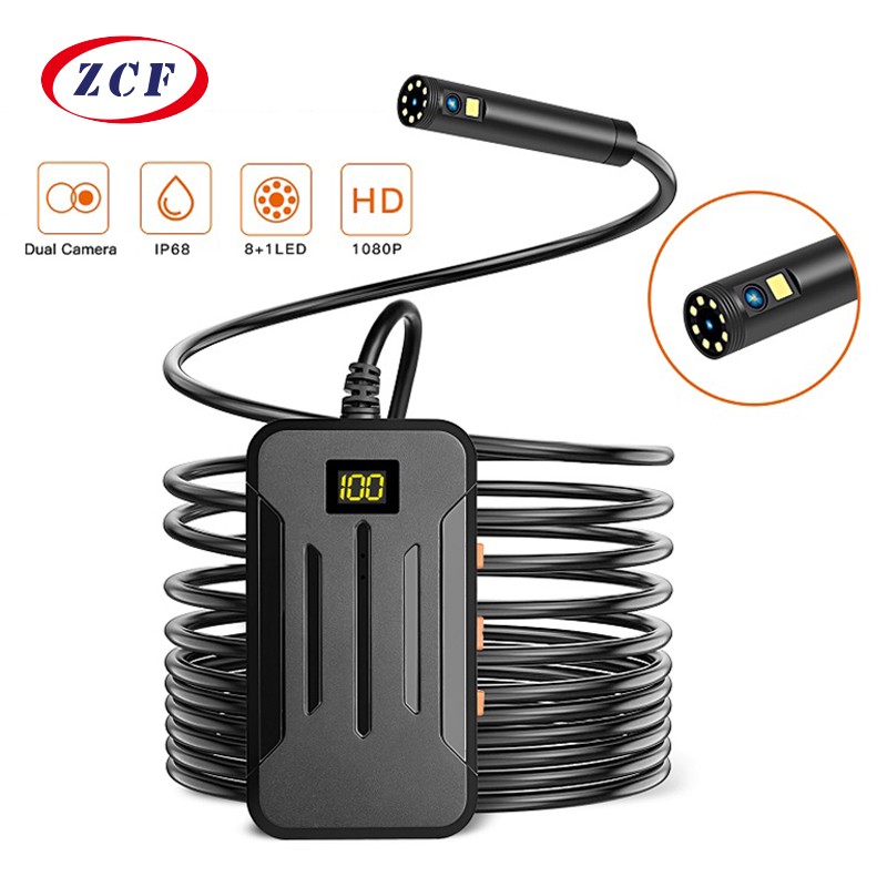 Dual Lens Wifi Endoscope Camera HD1080P 8mm/5.5mm/3.9mm IP68 Waterproof 2600mAh Rigid Cable Borescope For Car Inspection F300