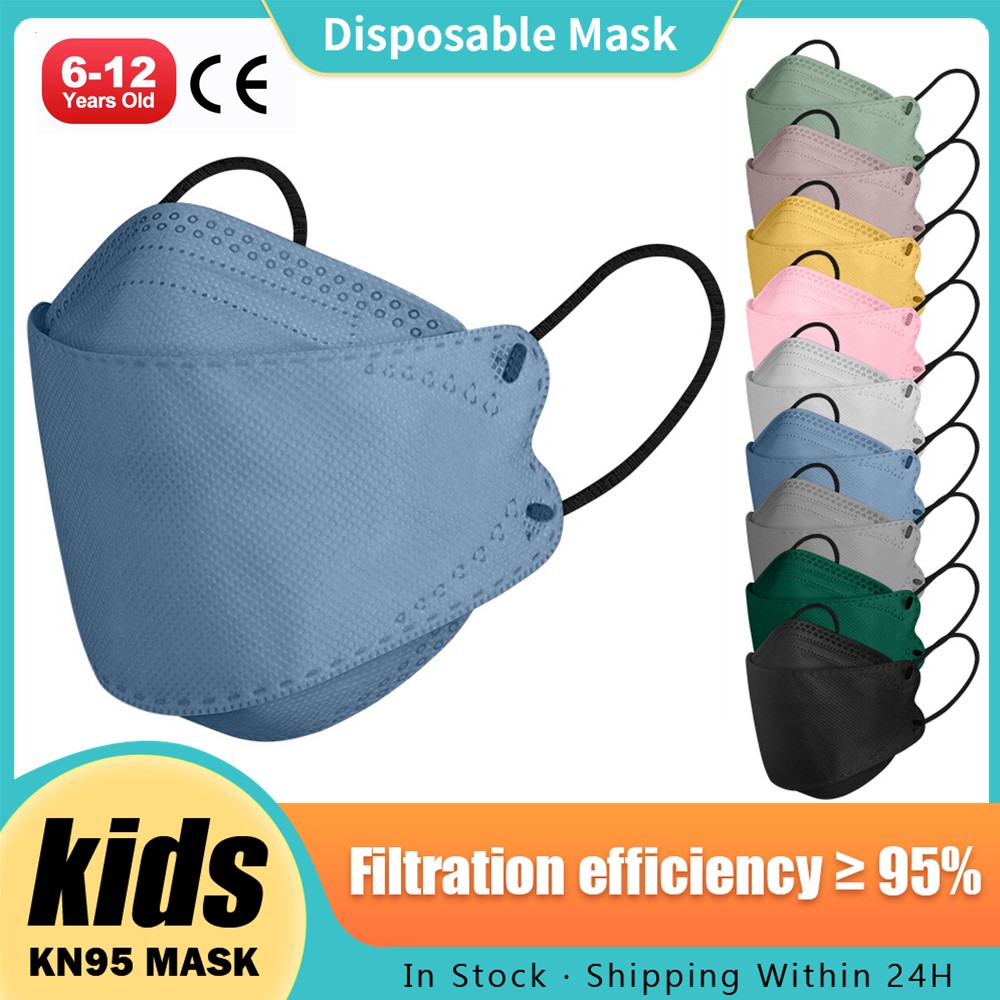 FPP2 Kids Masks 4-12 Years Mascarillas FPP2 Niños 4 Layers ffp2fan Kids CE Approved FFP 2 Baby Masks Kn95 Fish Masks