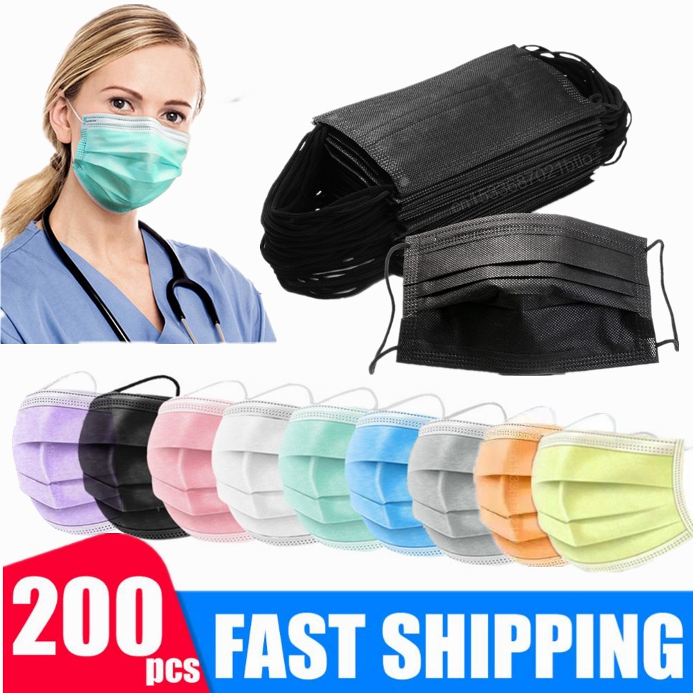 10-200pcs Meltblown Disposable Face Mask 3 Layers Mascarillas quiurgicas homology adas Adult Mouth Mask Paintball Masque Fast Ship