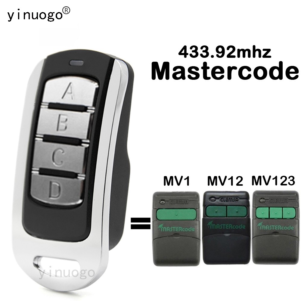 Mastercode MV1 MV12 Remote Control Garage Door Opener 433.92mhz MASTERCODE MV123 Garage Command Wireless Transmitter